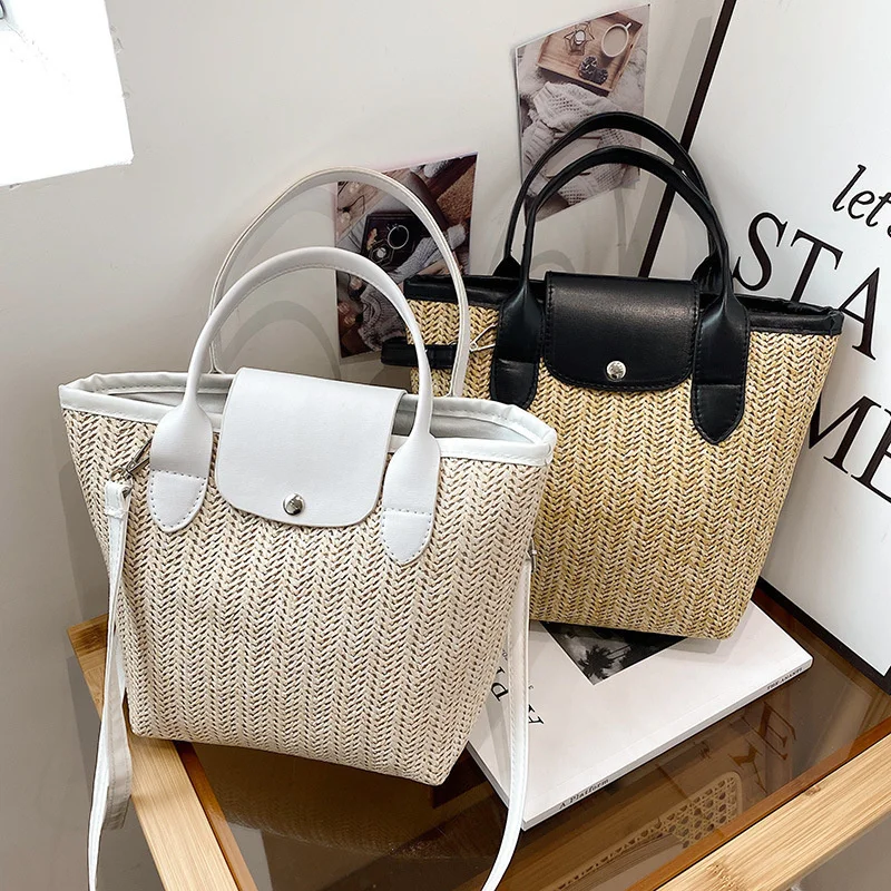 New high-capacity straw woven bag 2022 spring and summer new woven bag foreign style portable beach bag fashion messenger bag