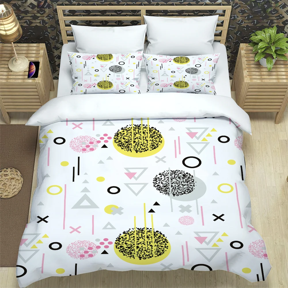 

Popular Geometric Pattern Multiple Color Duvet Cover Set Bed Sheet Pillowcases Multi Size