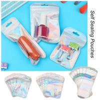 high quality with hang hole jewelry display iridescent opp bags packaging bag zip lock pouches self sealing bag