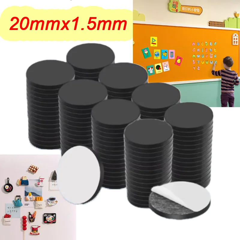 Магнитные листы круглой формы 20 мм х 1,5 мм, 20 штук