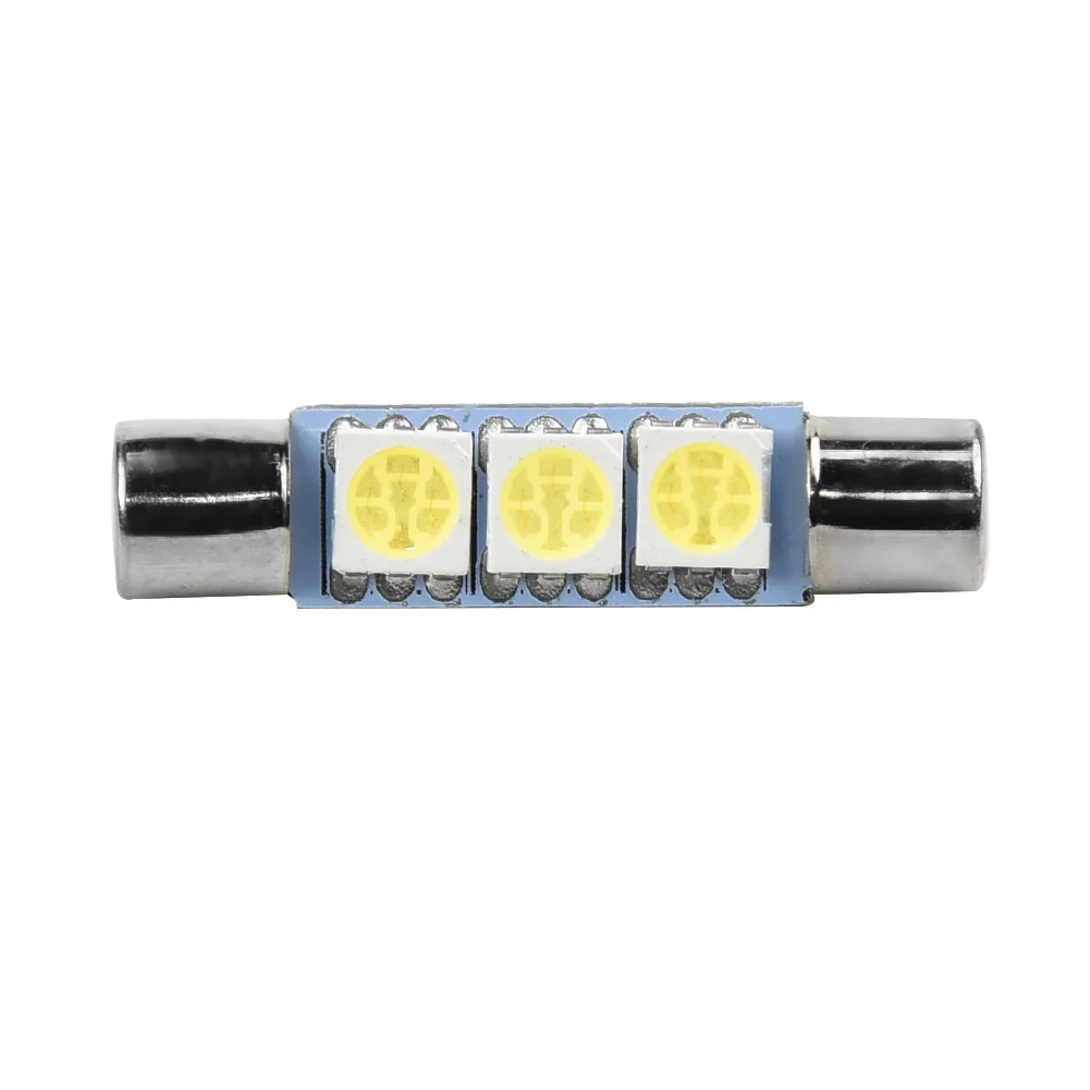 

6pcs Xenon White 3SMD 6641 6614F LED Car Bulb Super Bright Sun Visor Makeup Mirror Fuse Light License Plate Lamp Dome Light