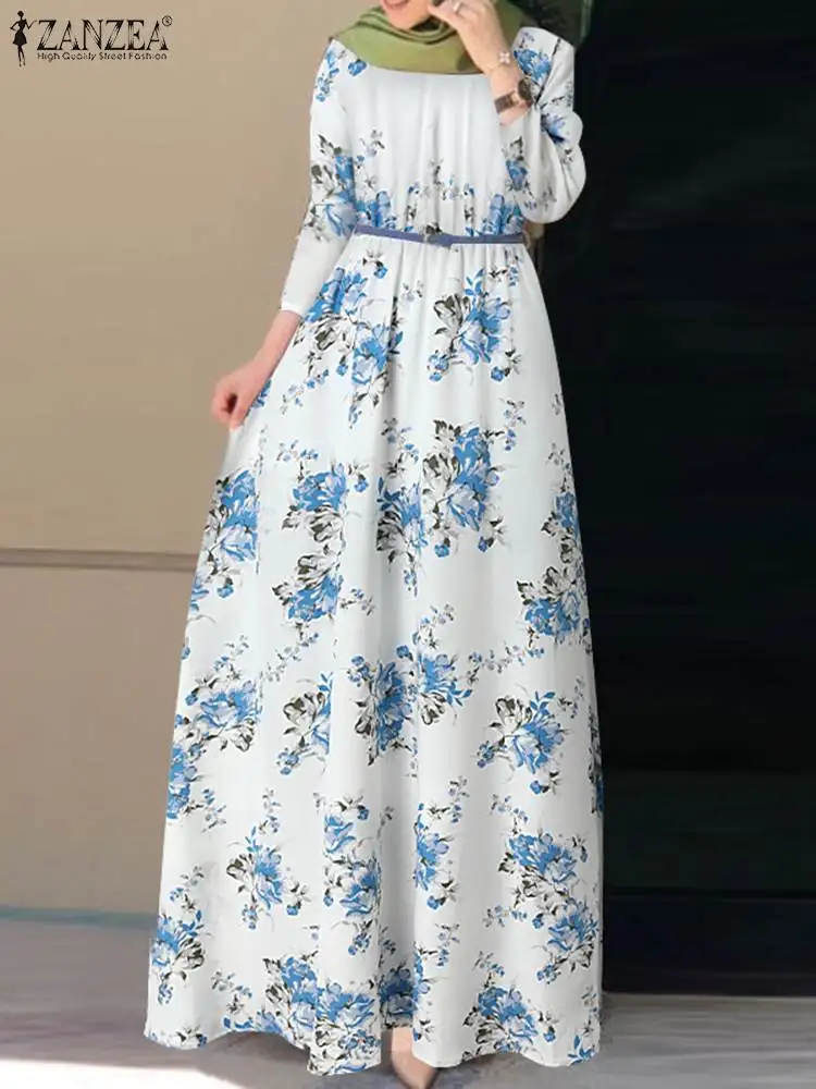 

Мусульманское платье ZANZEA с цветочным принтом, богемное платье с длинным рукавом, длиной до щиколотки, элегантное вечернее повседневное праздничное платье, одежда в мусульманском стиле