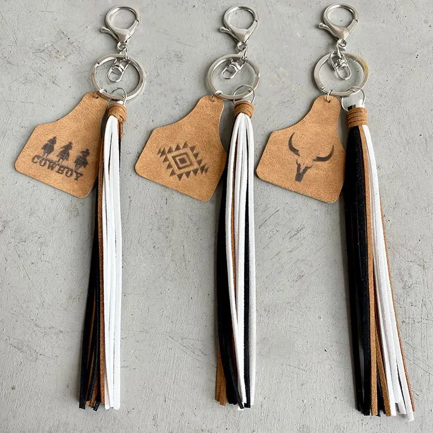 Брелок для ключей с рисунком коровы Западная ферма животное корова ярлык и