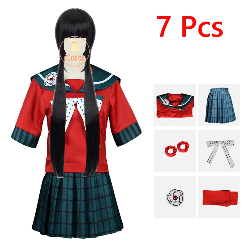 

Костюм для косплея Маки харукава данганронпа, длинный черный школьный парик V3, гармония, убивающая данганронпа, женская униформа, 7 шт.