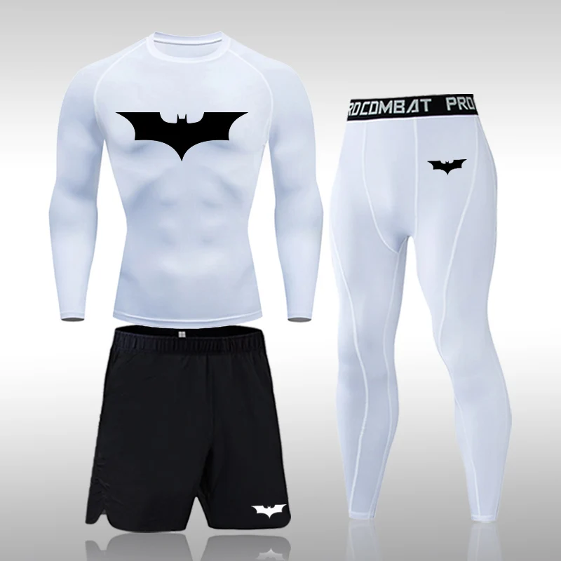 

Workout Jogging Rashguard Men's Kit 3 piece Sets Gym Men's Running Fitness Sportswear Athletic Physical Training Clothes Sports