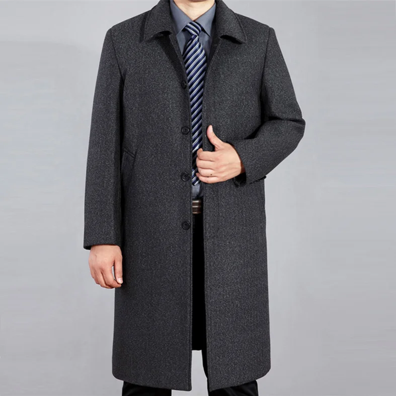 

2022new arrival Winter men ultra long casual loose turn-down collar woolen outerwear trench hihg qualtiy plus size MLXL2XL3XL4XL