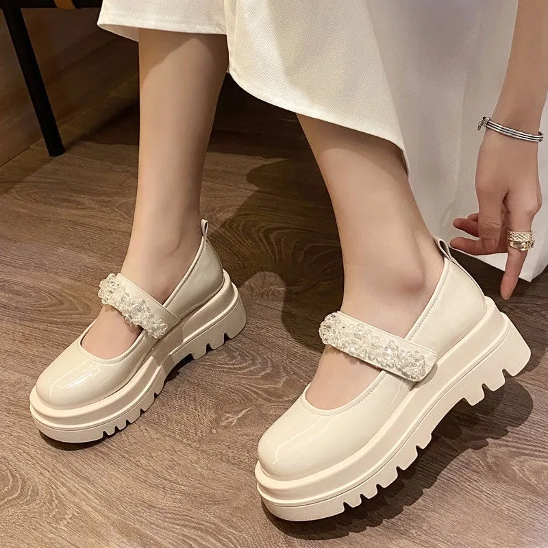 

Туфли в японском стиле Лолита женские, винтажные туфли-лодочки на толстой подошве, с круглым носком, на белой платформе, Стиль Мэри Джейн, раньше 43