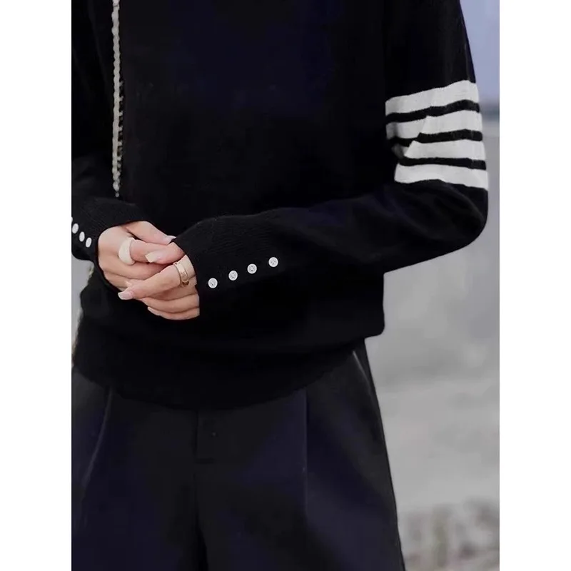 Женский кашемировый свитер с круглым вырезом вязаный женский пуловер базовый