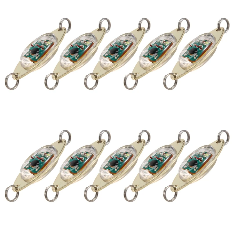 

10 Pcs LED Fishing Lures Fishing Spoons Underwater Flasher Bass Halibut Flasher Trolling Deep Drop Fishing Light