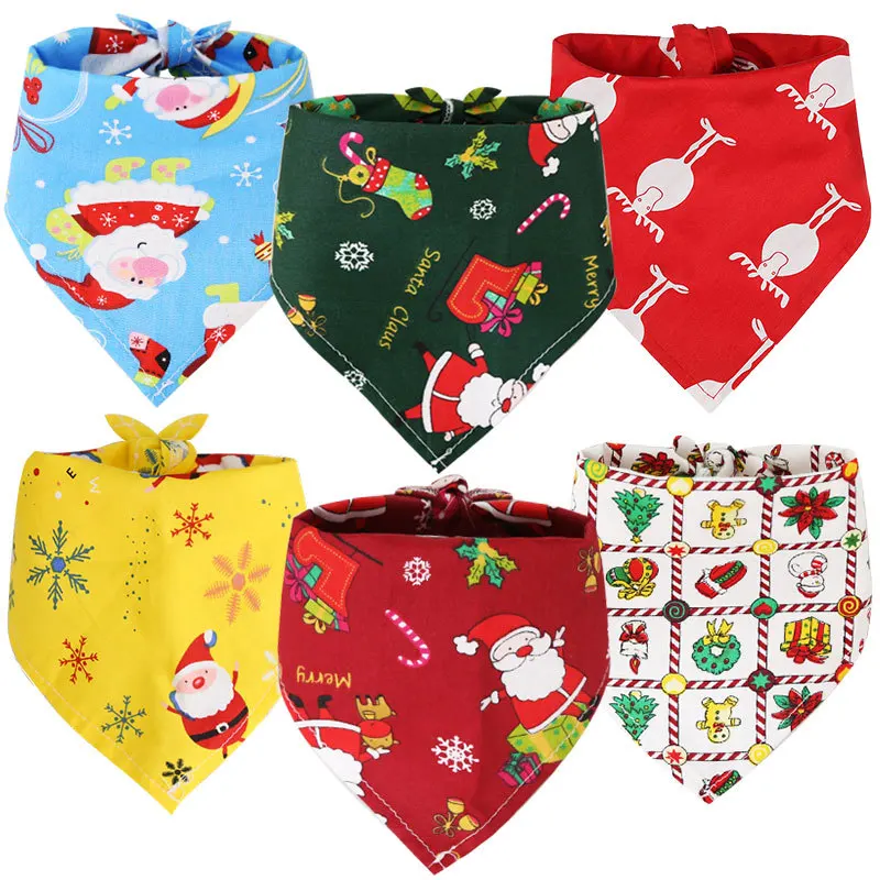 

New Dog Bandana Bibs Large Pet Scarf Adjustable Christmas Party Decoration Santa Claus Elk Cat Dog Scarf Accessories Kerchief