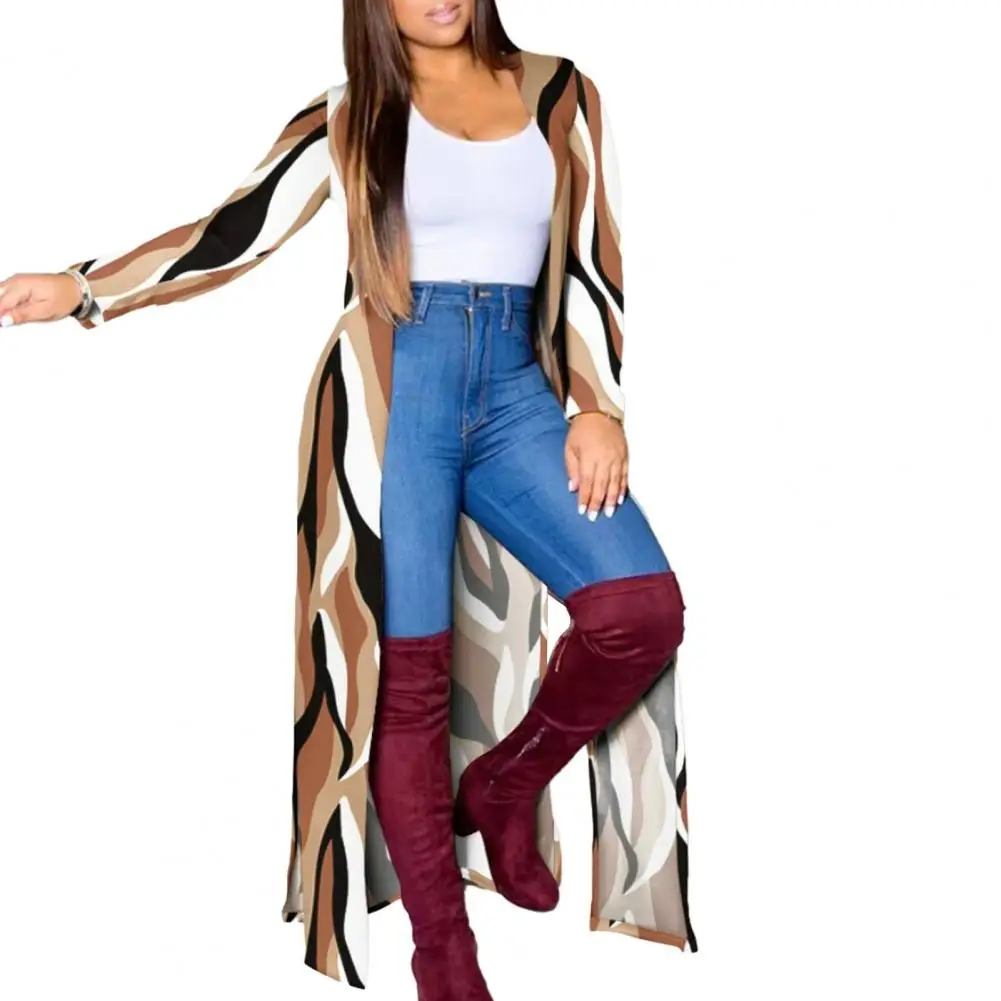 

Cardigan Jacket Geometric Print Long Sleeve Cardigan Coat A Stylish Streetwear Outwear for Women Spring Autumn Seasons Women
