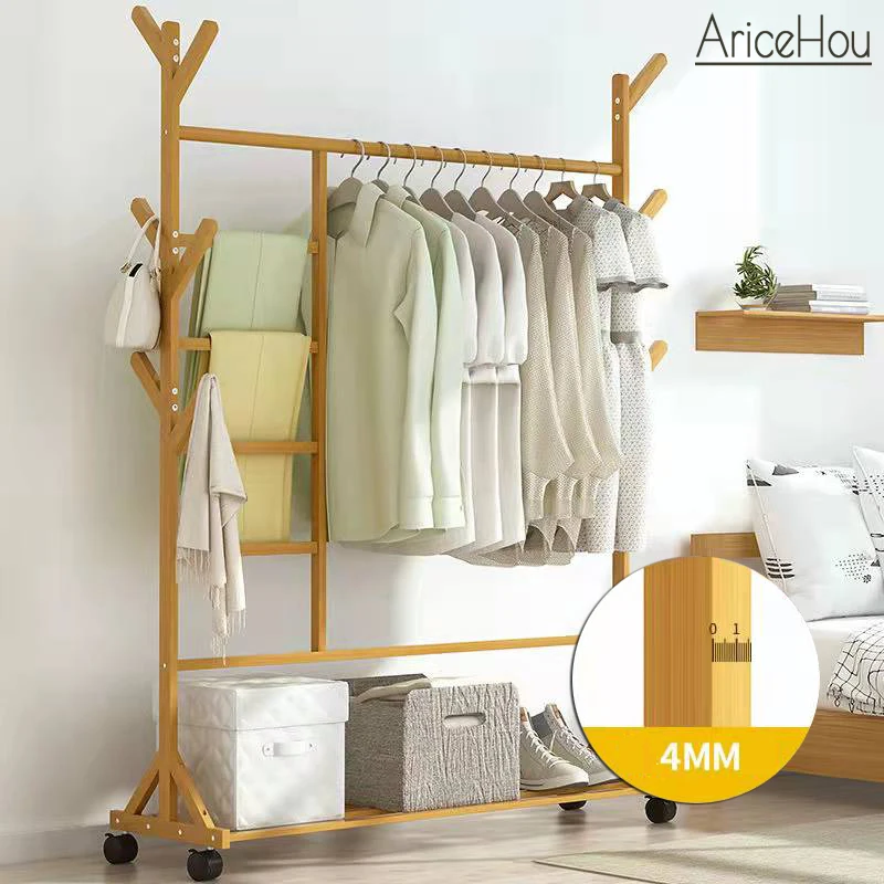

Clothes Hanger Coat Rack Wood Clothing Garment Rack with Shelves Storage Wardrobe Drying Shelf Shoe Rack Clothes Horse Furniture