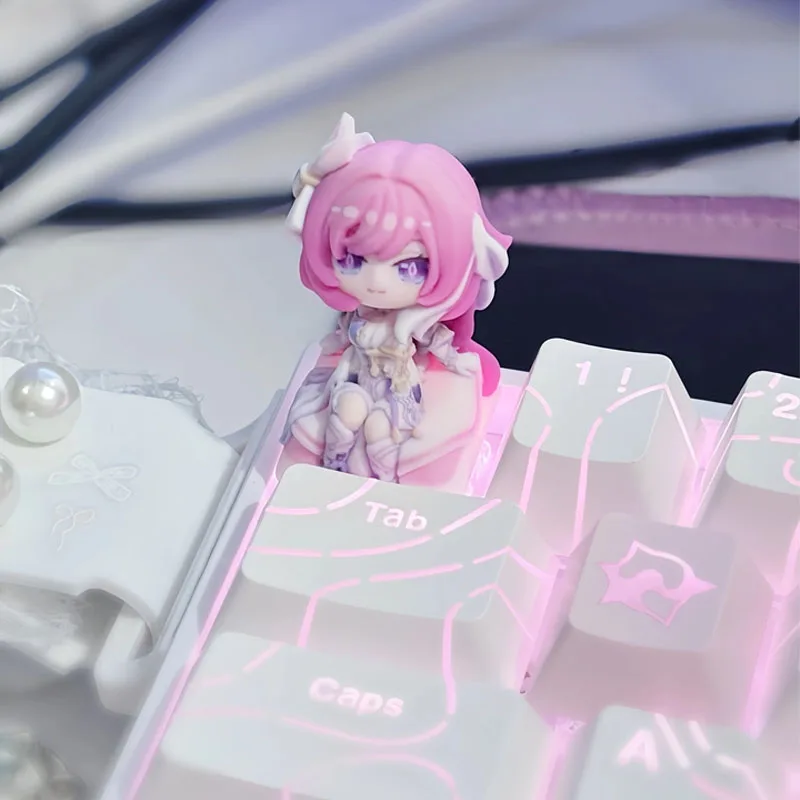 Фото Клавиатура для игры Honkai Impact 3: механические магнитные переключатели, кастомные аксессуары для клавиатуры, кросс-переключатели, аниме-кейкапы Elysia №2