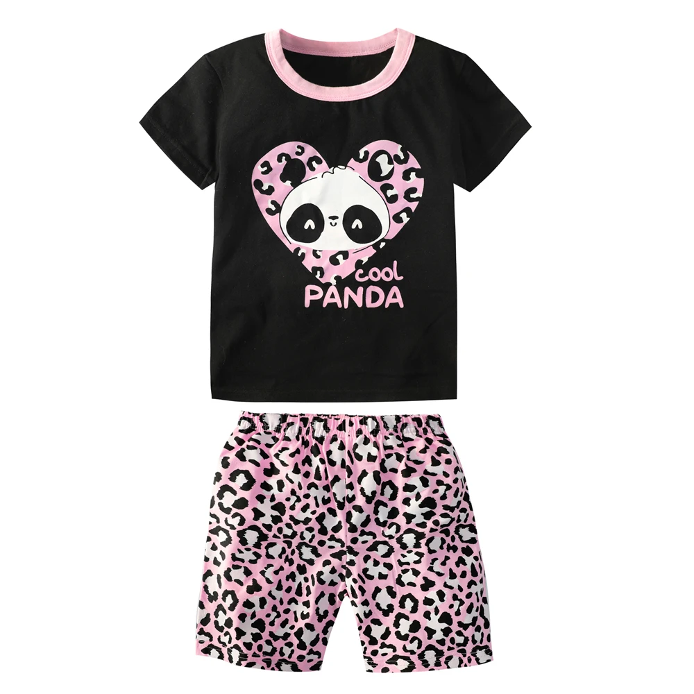 Детский Пижамный Комплект Летний Хлопковый С Круглым Вырезом И Короткими