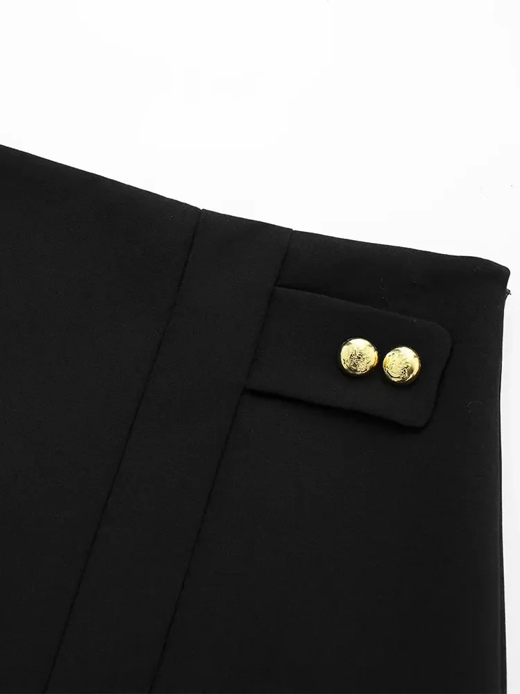 Женская юбка на пуговицах Nlzgmsj TRAF 2024 простая легкая офисная мини-юбка