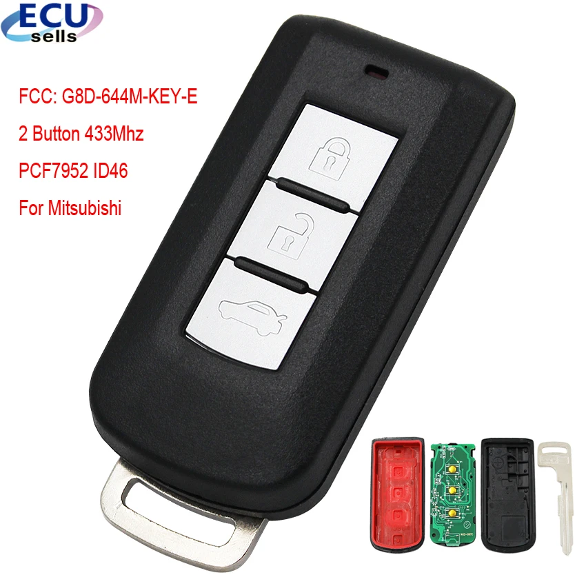 1 шт./2 шт./5 шт. X 3 кнопочная деталь 433 МГц PCF7952 ID46 для Mitsubishi Lancer Outlander ASX FCC: Φ |
