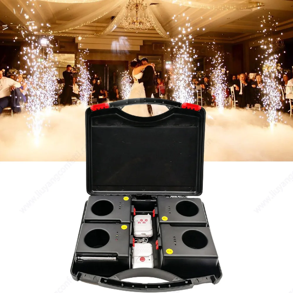 

4pcs/Case Cold Firework Machine Spark Fountain Wedding Sparkler D04 Stage Pyrotechnics 2pcs Wireless Remote Control For DJ Party