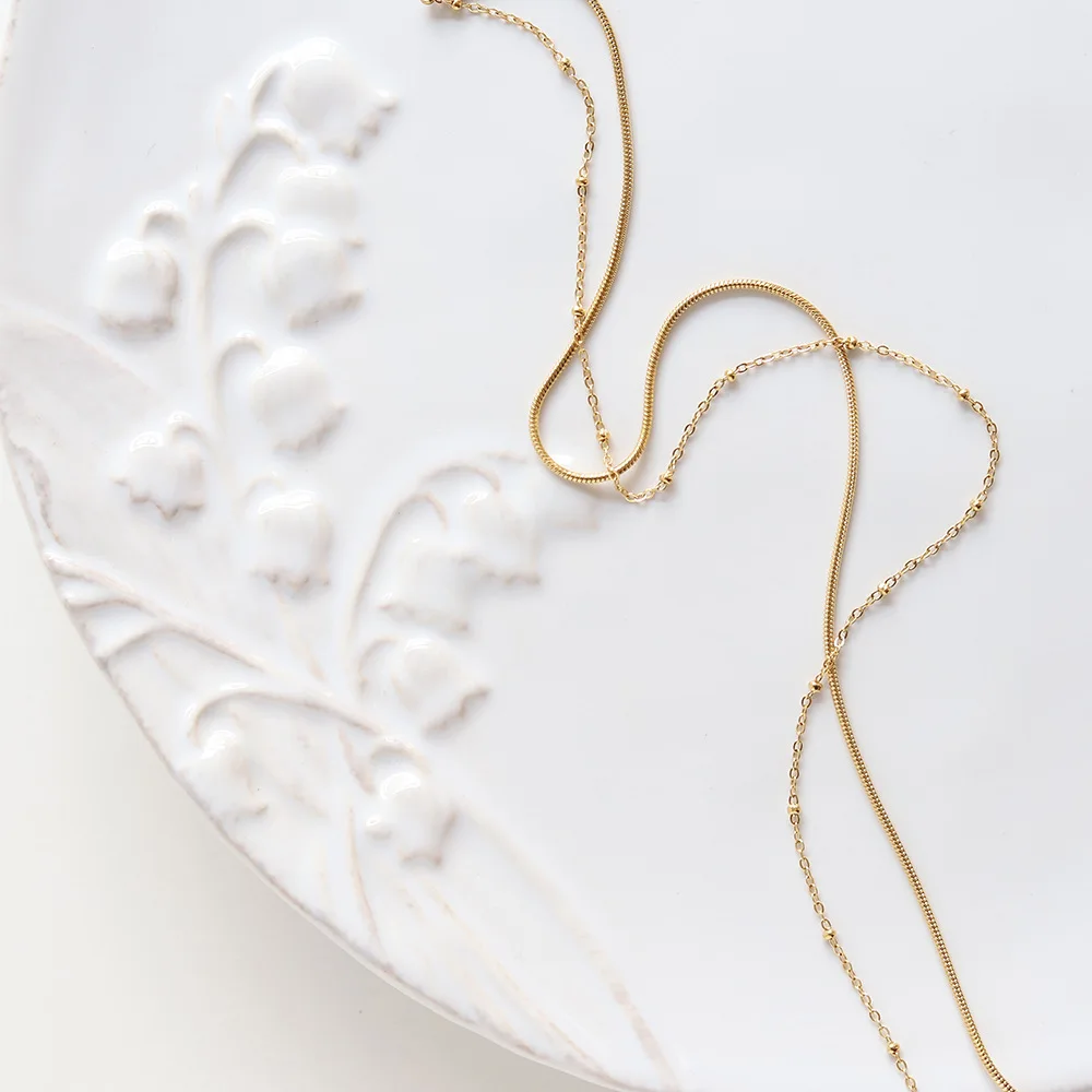 Ожерелье женское Двухслойное из нержавеющей стали с круглыми бусинами