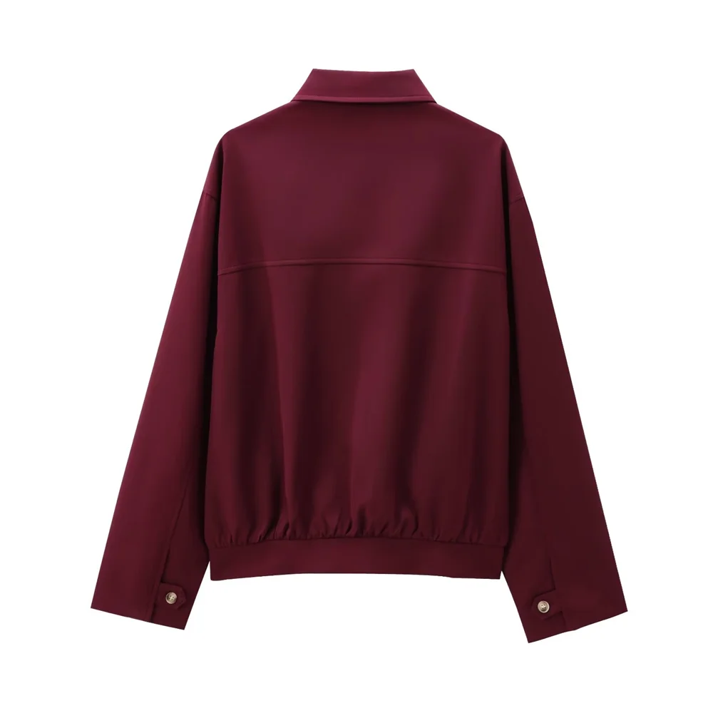 Женская Повседневная куртка на молнии с длинным рукавом и карманами