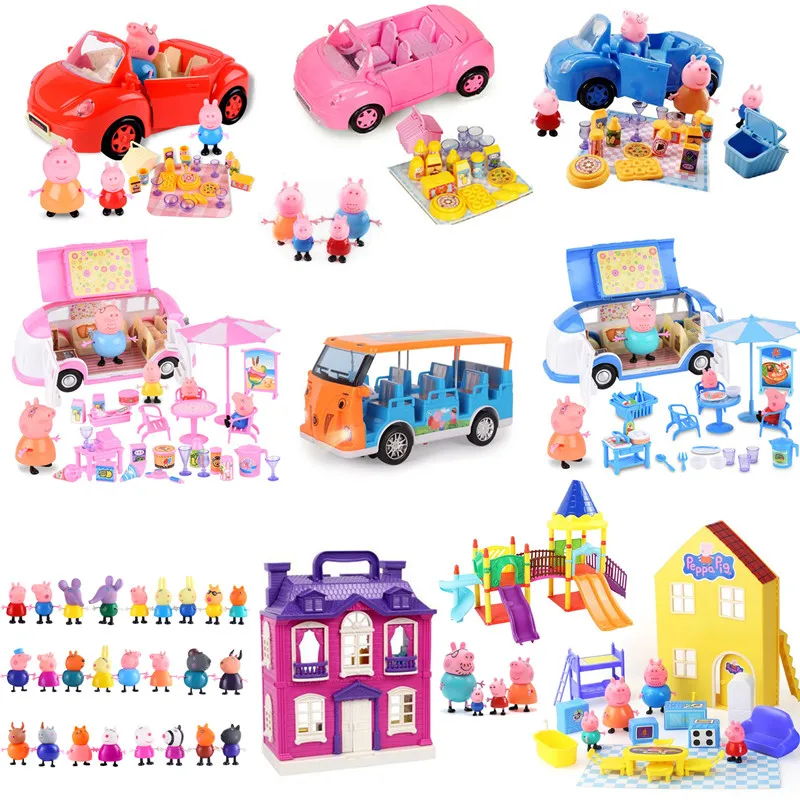 

Hasbro Peppa Pig Toys Car Action Figure Real Scene Model Amusement Park House Children's Cartoon Toy Xmas Gift