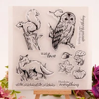 owl animal leaves stamp rubber clear stamp seal scrapbooking photo album decorative card making new arrival 2022