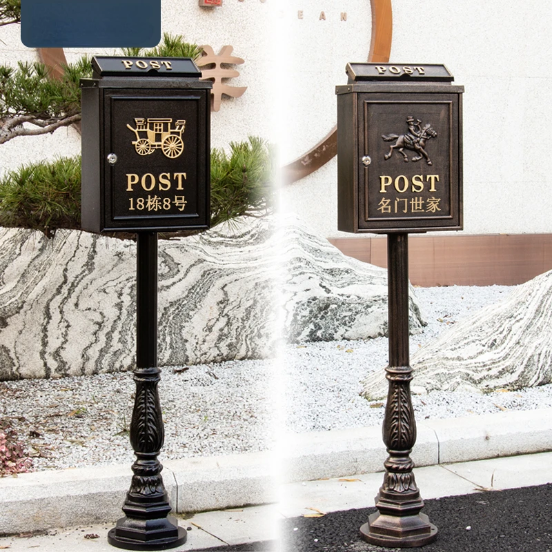

European Style Decoration Large Vintage Villa Door Mailbox Outdoor Vertical Rain Proofing Rural Box Post Box