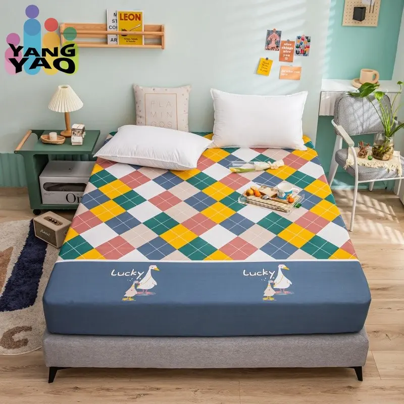 

Yaapeet Fitted Sheet 1pcs 100% Cotton Printing Bed Mattress Set With Four Corners And Elastic Band Sheets（no Pillowcases）