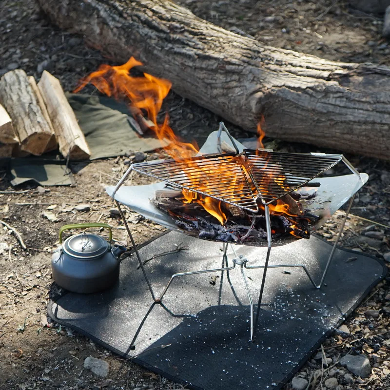 

Туристическая подставка для гриля с углем для кемпинга, огнеупорная деревянная плита для пикника, подогреватель для треккинга, путешествий...