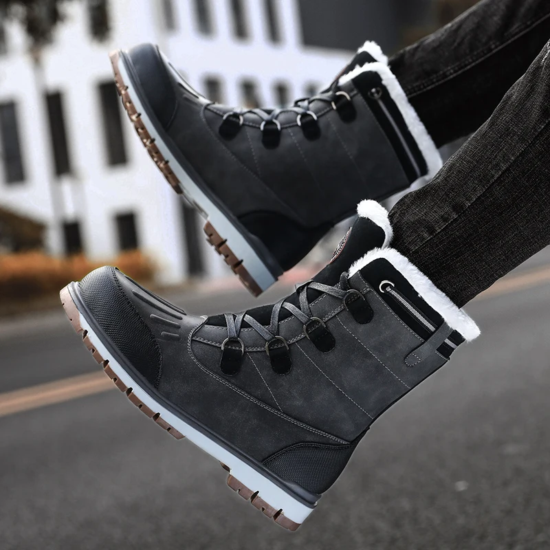 Зимние ботинки плюшевые теплые ботильоны для мужчин нескользящие