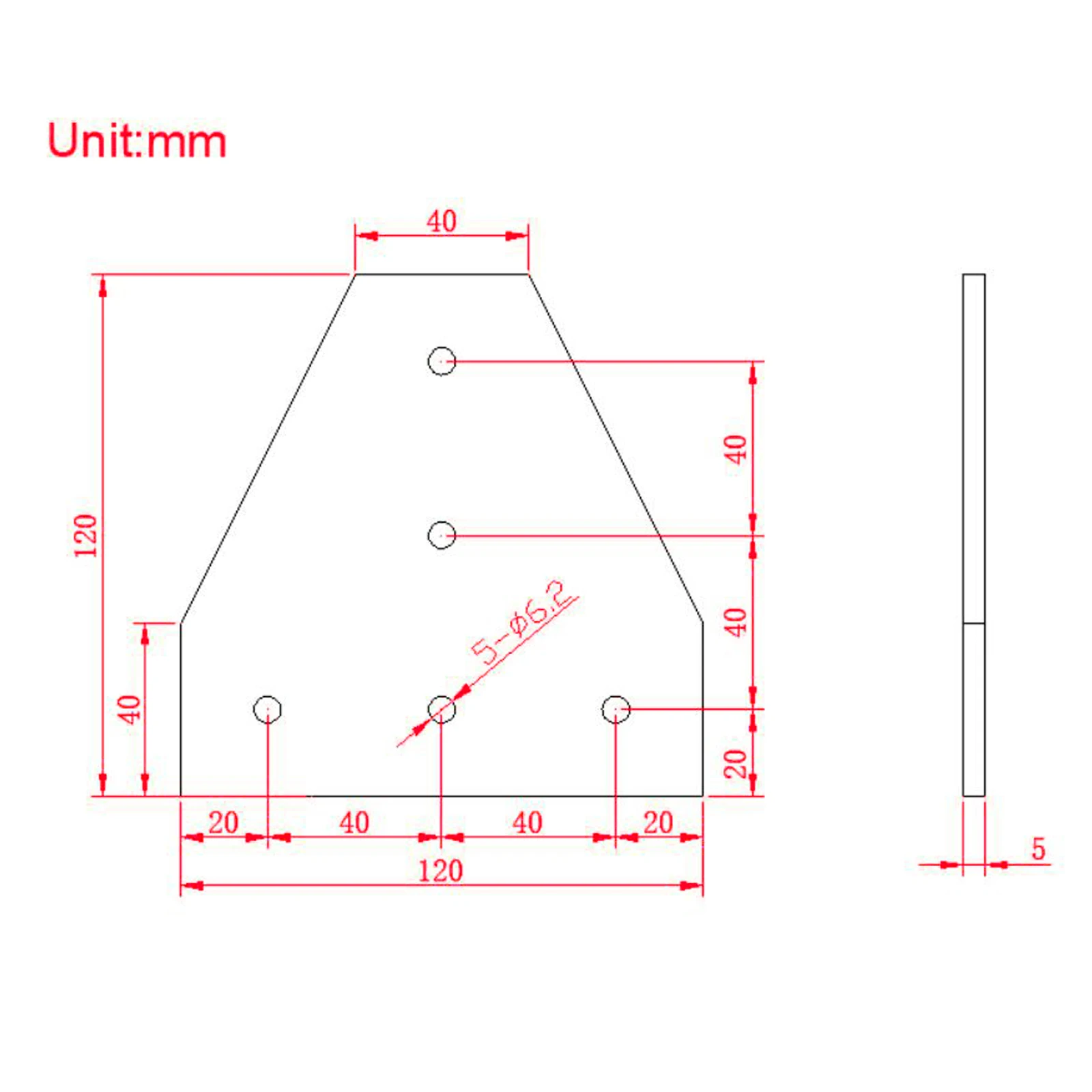 Угловая пластина кронштейна типа T 40 мм x с винтами M6 + Т-образными гайками 5