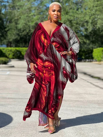 Винтажное бикини 2023, длинный кафтан больших размеров, элегантное пляжное платье с v-образным вырезом, летняя одежда, пляжная одежда, купальник, накидка A2021