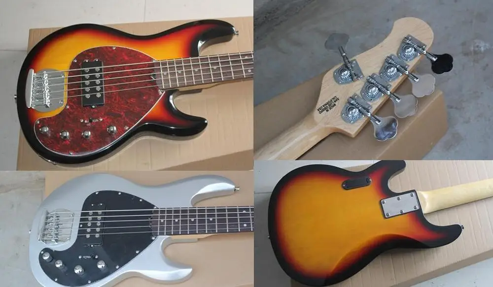 

Hot Selling Ernie Ball Musicman Music Man Sting Ray 5 Strings 9V Active Pickup sunburst Electric Bass Guitar