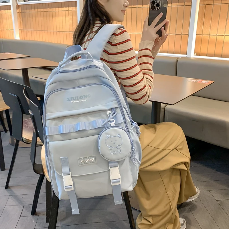 Женский нейлоновый рюкзак для ноутбука, с несколькими карманами