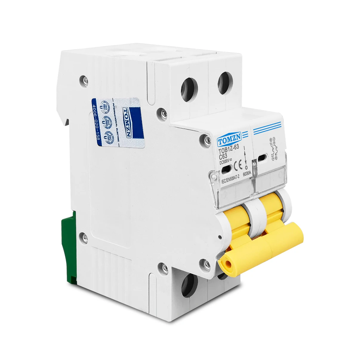 TOMZN 2P DC 600V Автоматический выключатель MCB C кривая однополюсный предохранитель