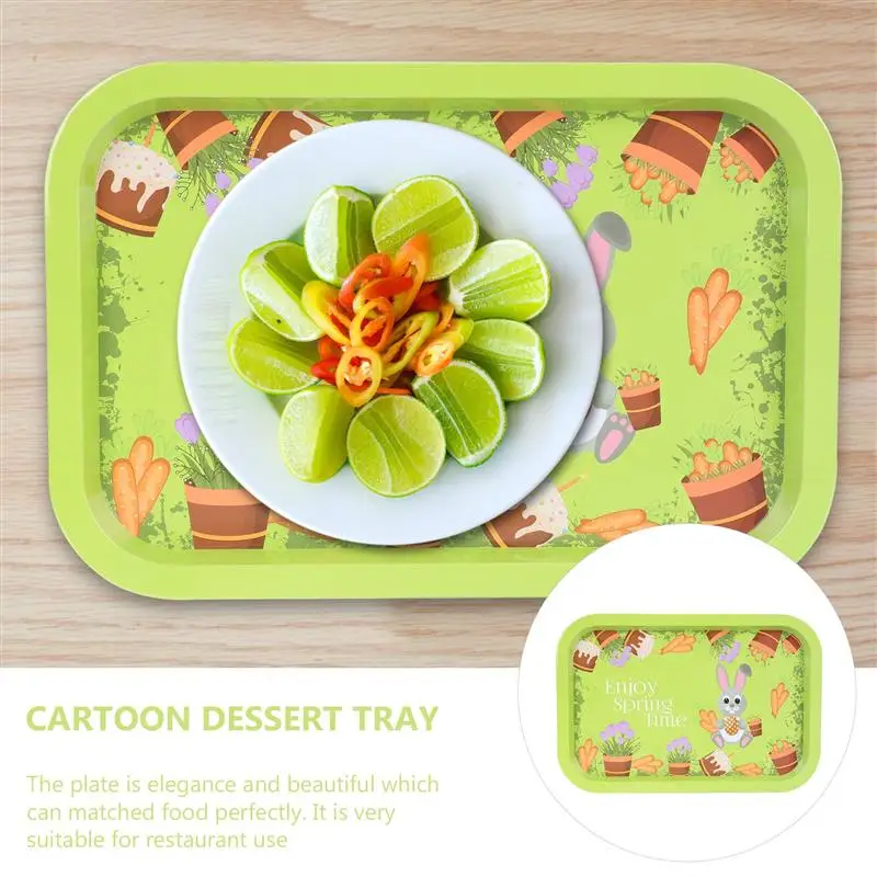 1pc Cartoon Fruit Plate Easter Rabbit Carrot Snack Tray Household Dessert Iron Serving Theme Metal Food |