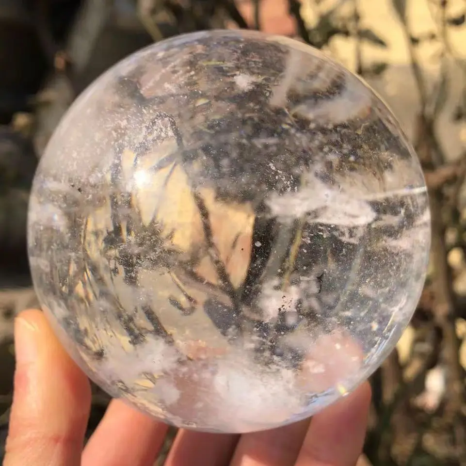 

85mm Melted Quartz Transparent Sphere Home Decor Healing Reiki Stone