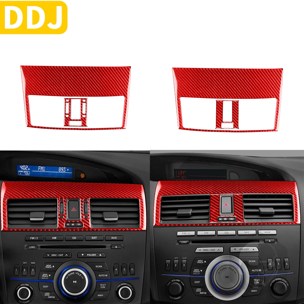 

Red Carbon Fiber For Mazda 3 Axela 2010-2013 Dashboard Center Air Vent Outlet Frame Sticker Interior Car Accessories LHD RHD