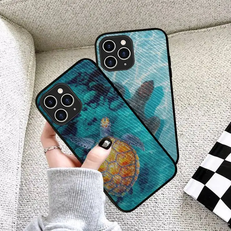 

Ocean Sea Turtle Phone Case Hard Leather Case for iPhone 11 12 13 Mini Pro Max 8 7 Plus SE 2020 X XR XS Coque