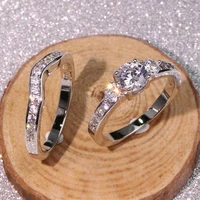 925 silver jewelry size 5 10 fashion rings 2 pcsset women cubic zirconia