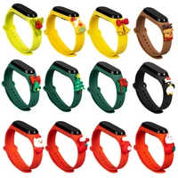christmas style sport strap for xiaomi mi band 7 6 5 wristband tpu replacement wrist band bracelet for miband 765 watch straps