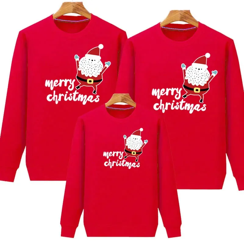 

Family Matching Outfits Christmas Sweatshirt 2024 New Year Sweaters Mother Father Daughter Son Couple Jersey Kids Winter Jumper