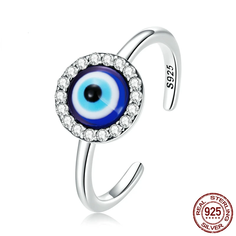 

Designer Original Sterling Silver S925 Devil Eye Opening Adjustment Ring Simple Zircon Eye Ring Handwear Personalized Creativity