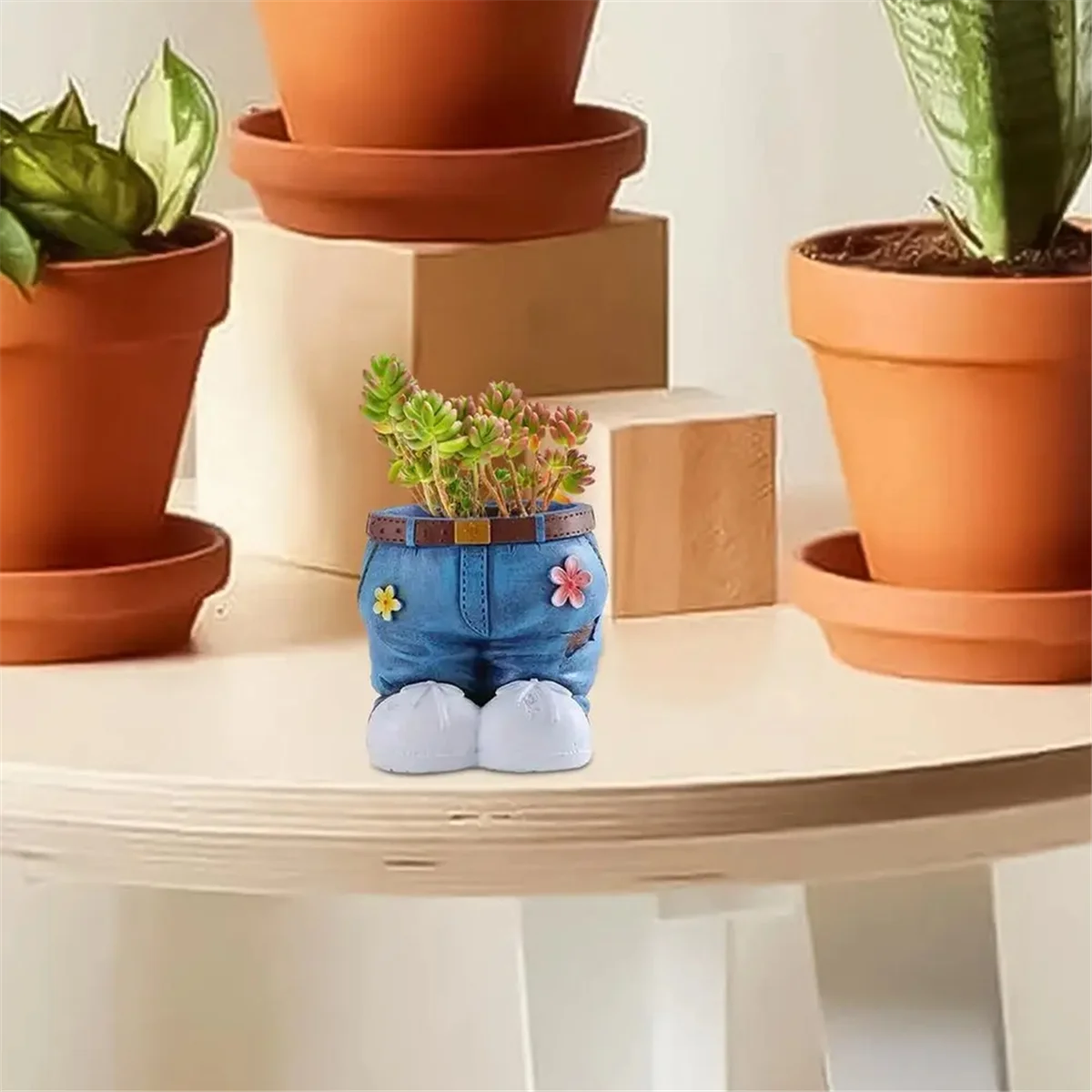 Уникальная джинсовая юбка в виде горшка для растений помещении искусственная