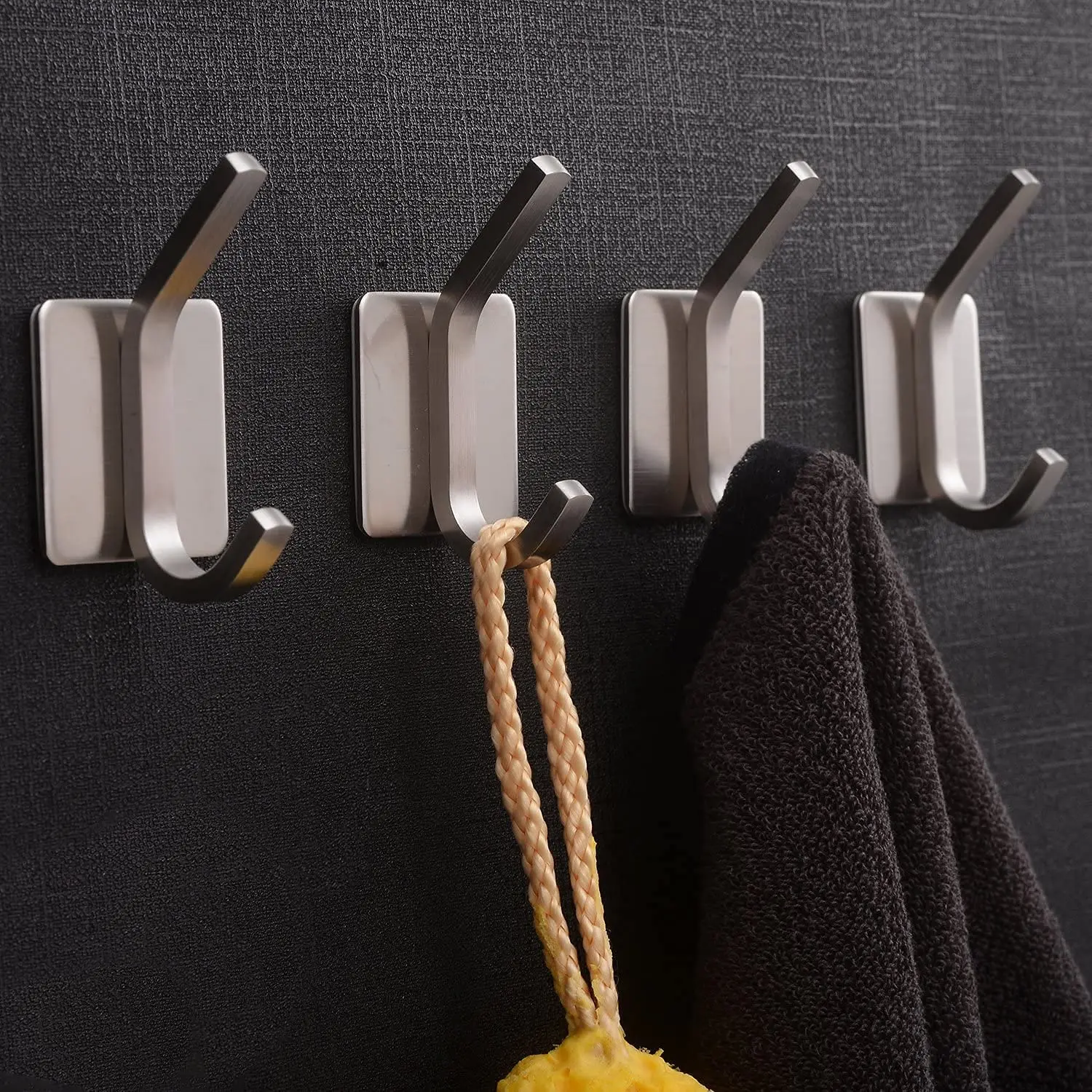 

6pc Stainless Steel Silver Adhesive Hooks Heavy Duty Wall Waterproof Stainless steelGreat for bathroom living room bedroom