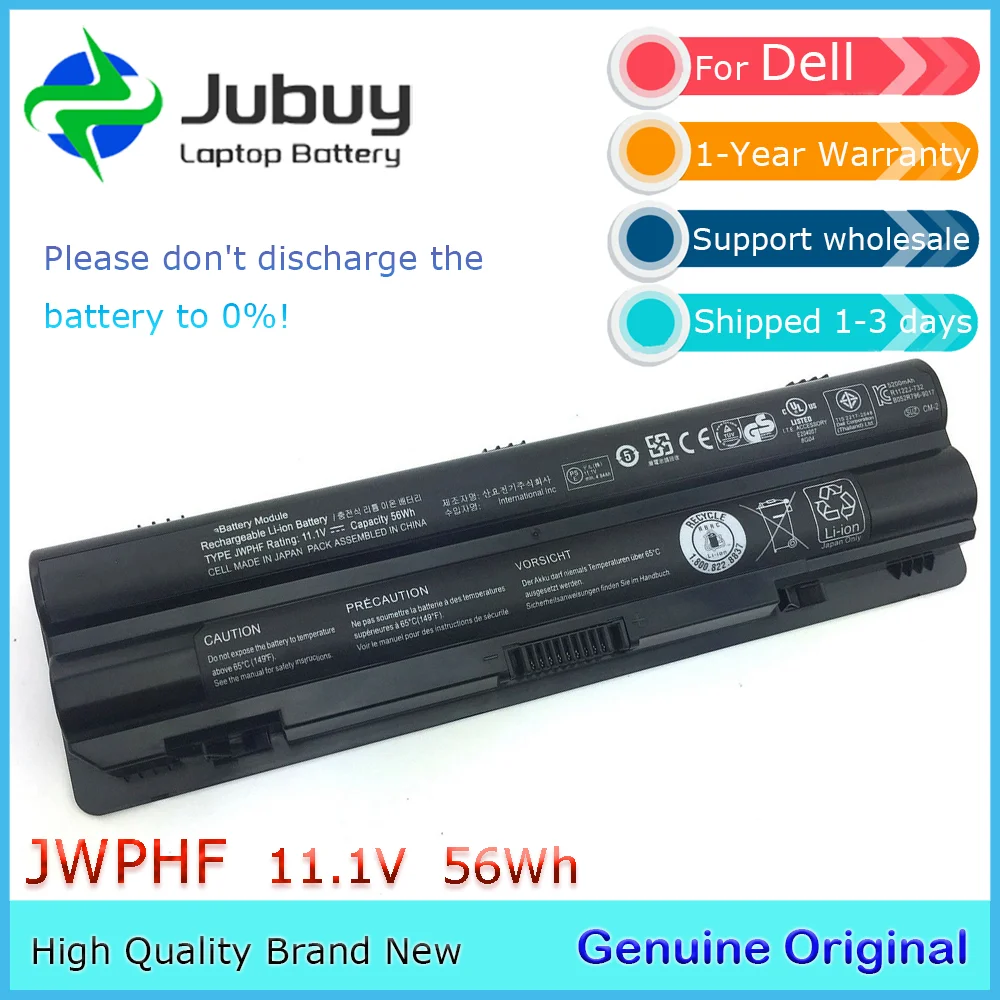 Оригинальный аккумулятор для ноутбука JWPHF 11 1 В 56 Втч Dell XPS 14 15 17 L502x L702x 312-1127 J70W7 R795X