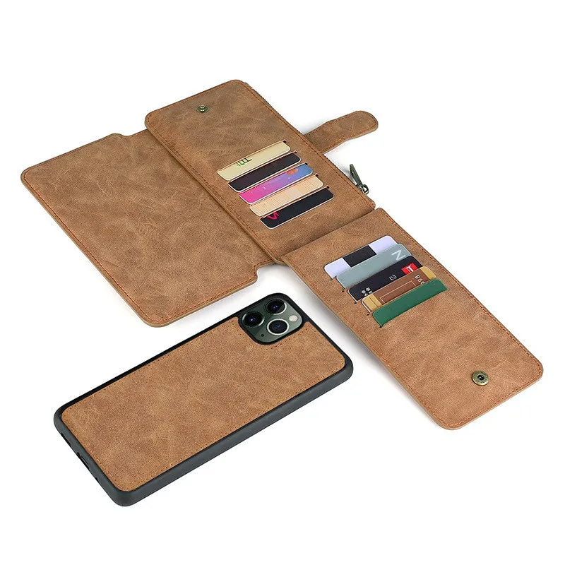 

Multifunctional Magnetic Mobile Phone Bag Leather Card Bag Wallet Business Smartphone Protective Case for iPhone11 12 13 Pro Max
