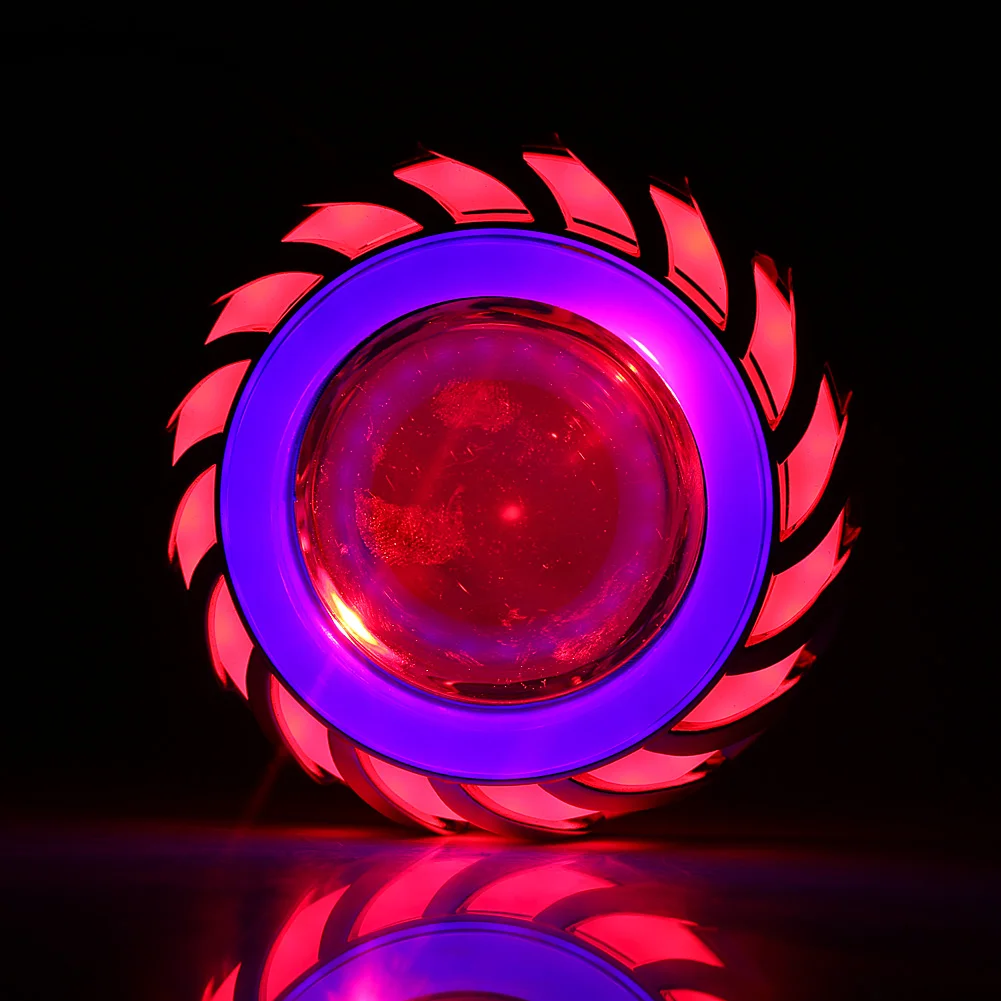 

Motorcycle LED Headlight Projector Lens Dual Angel Devil Eye Head Lamp Cyclone-Type Motorcycle
