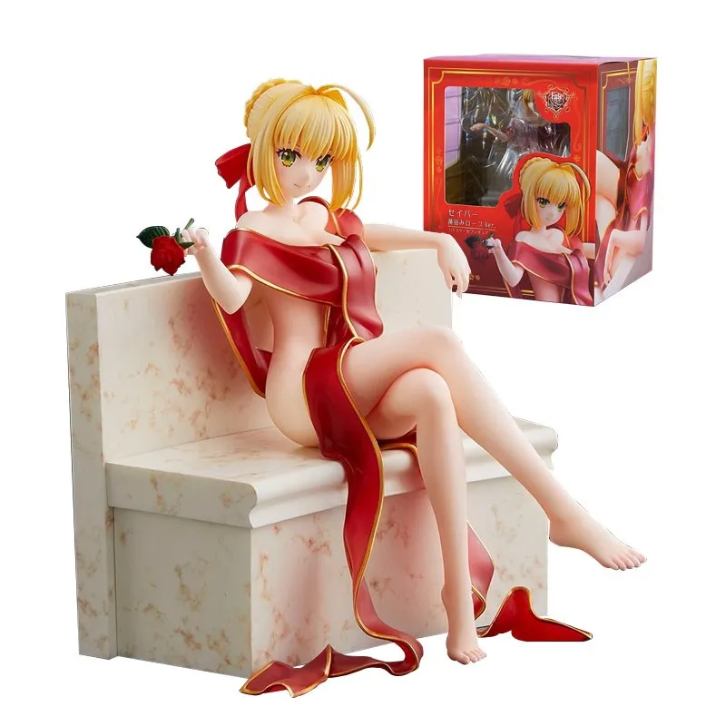 

18cm Saber Characters Figure Anime Fate Stay Night Sexy Model Dolls Red Ribbon Bathrobe Costurine Action Toy 18 Adults Figurine