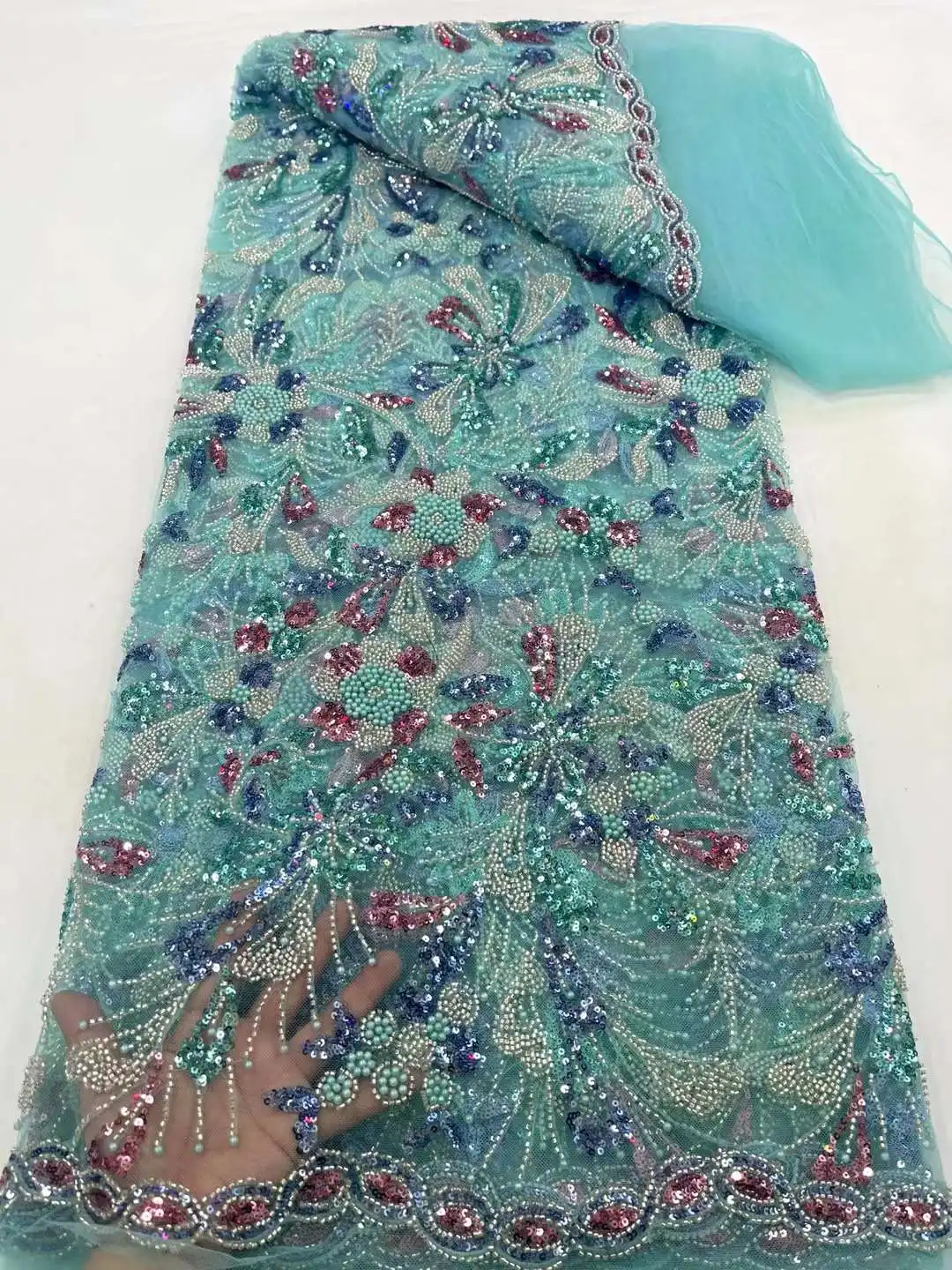 2024 африканская кружевная ткань с блестками Высококачественная Тяжелая