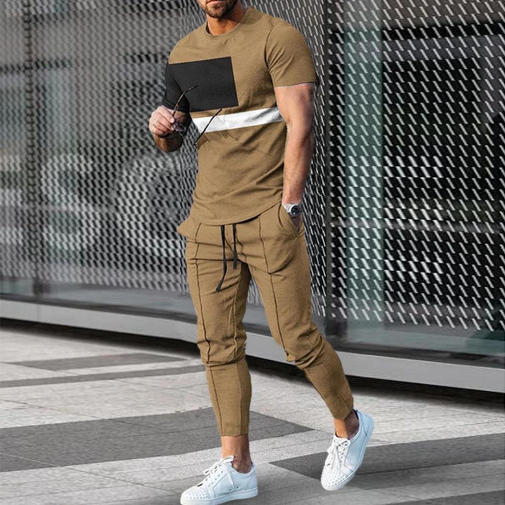 Summer Sportwear Suit Short Sleeve T Shirt Long Pants Men 2 Piece Sets Men Tracksuit 3D Printed Casual Street Oversized Clothes